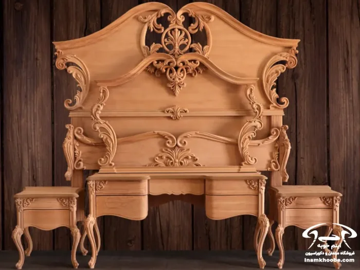 تخت خواب کلاسیک چوبی جدید